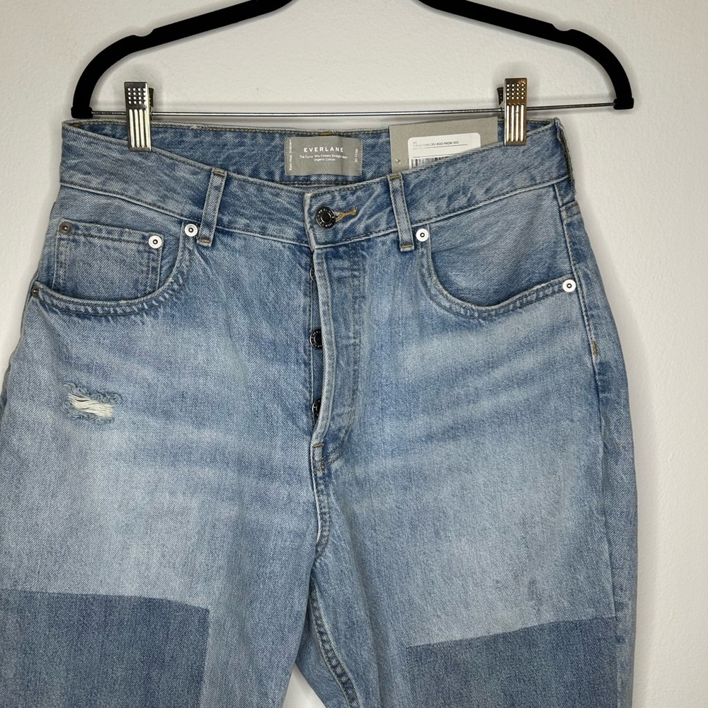 NWT EVERLANE The Curvy 90’s Cheeky Straight Cropped Patchwork Jeans Sz 30 - Picture 3 of 8